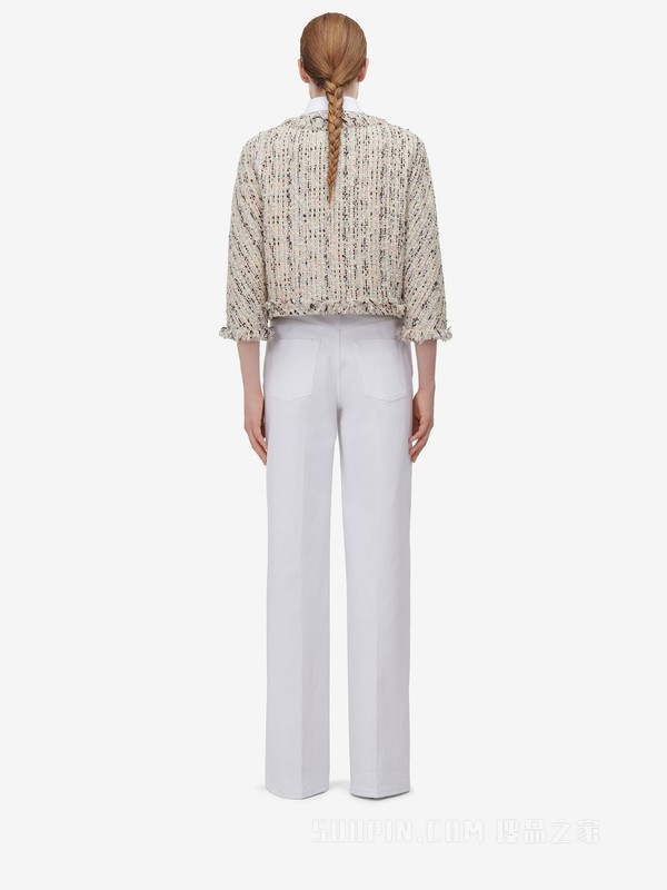 粗花呢方形廓形夹克