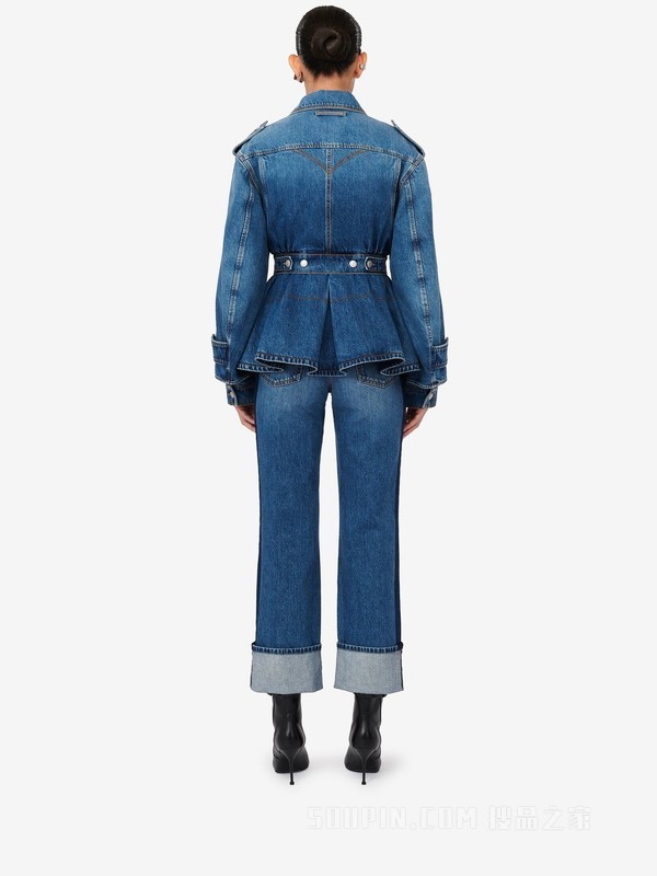 贴袋收腰牛仔夹克