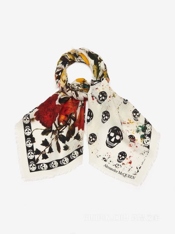 花卉经典骷髅丝巾