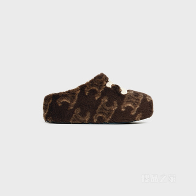 FUR TRIOMPHE提花羊毛穆勒鞋 棕色 / 米色-19BE