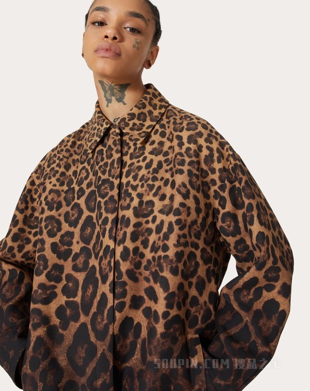 CREPE COUTURE动物纹超宽松衬衫外套