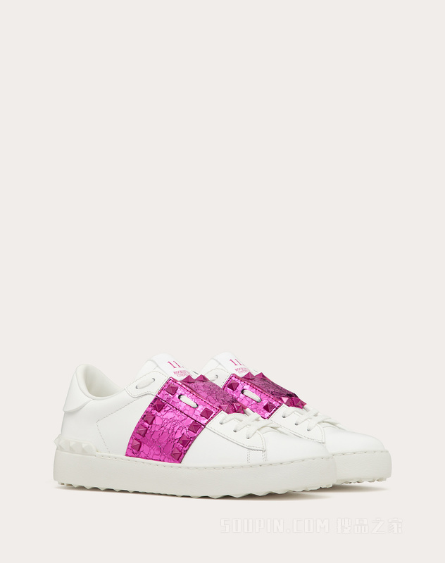 ROCKSTUD UNTITLED铆钉金属质感饰带小牛皮运动鞋