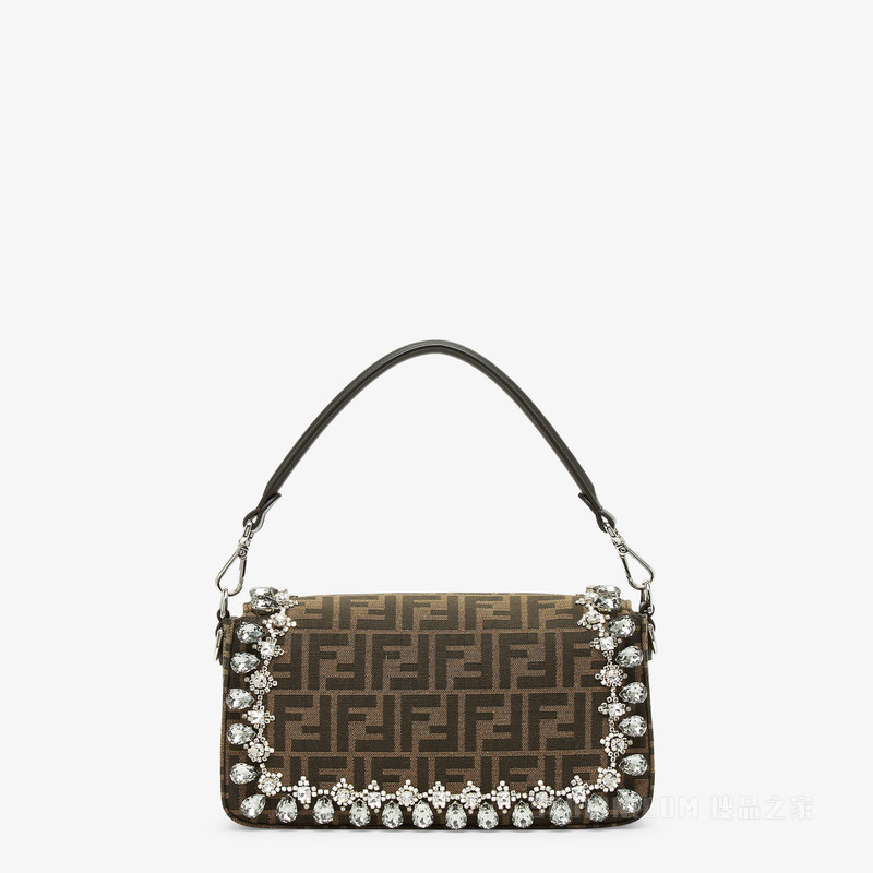 BAGUETTE手袋 人造水晶缀饰提花FF布料手袋