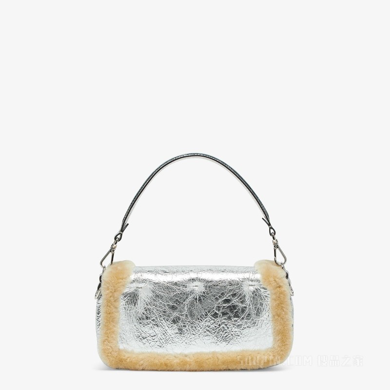 BAGUETTE手袋 裂纹银色羊皮手袋