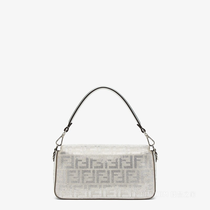 BAGUETTE手袋 银色人造水晶FF图案皮革手袋