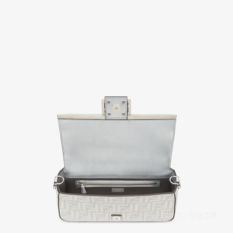 BAGUETTE手袋 银色人造水晶FF图案皮革手袋