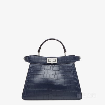 Peekaboo ISeeU小号手袋 午夜蓝鳄鱼皮手袋