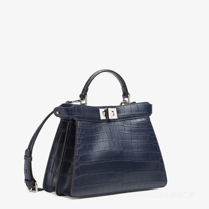 Peekaboo ISeeU小号手袋 午夜蓝鳄鱼皮手袋