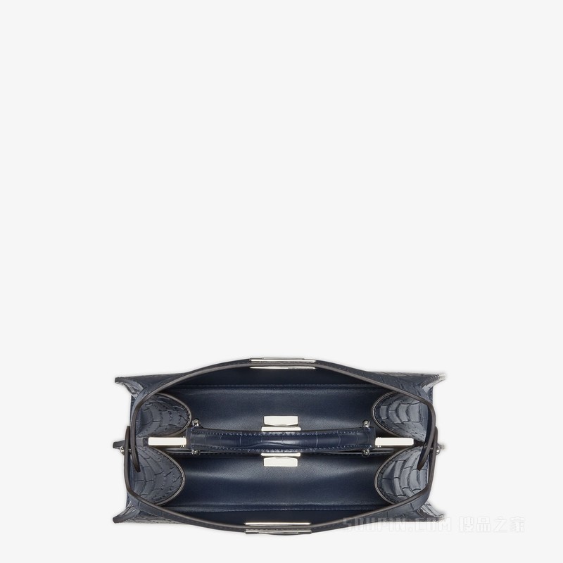 FENDI/芬迪】Peekaboo ISeeU小号手袋午夜蓝鳄鱼皮手袋