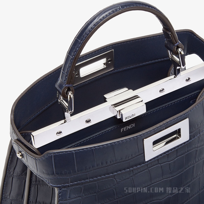 Peekaboo ISeeU小号手袋 午夜蓝鳄鱼皮手袋