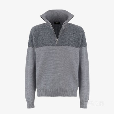 套头衫 灰色羊毛和泰迪熊图案平纹布