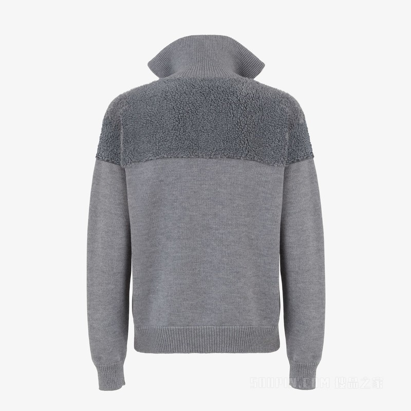 套头衫 灰色羊毛和泰迪熊图案平纹布