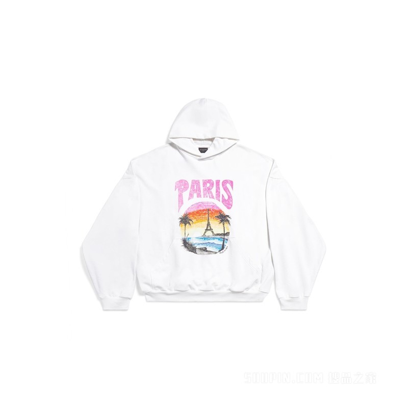 PARIS TROPICAL ROUND HOODIE大廓形连帽卫衣