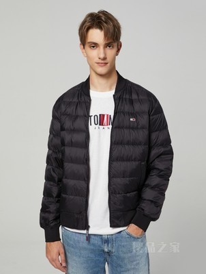 男装鸭绒绗缝轻暖棒球领合身飞行员羽绒服夹克外套78J6186