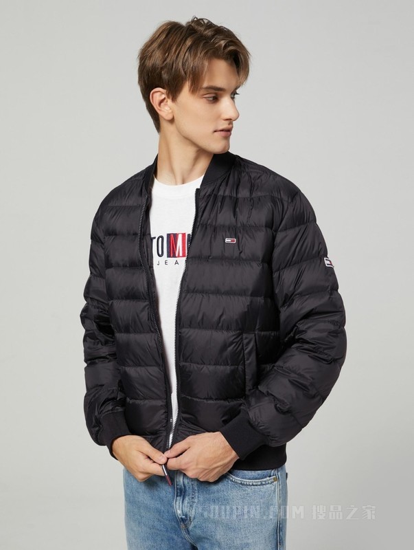 男装鸭绒绗缝轻暖棒球领合身飞行员羽绒服夹克外套78J6186