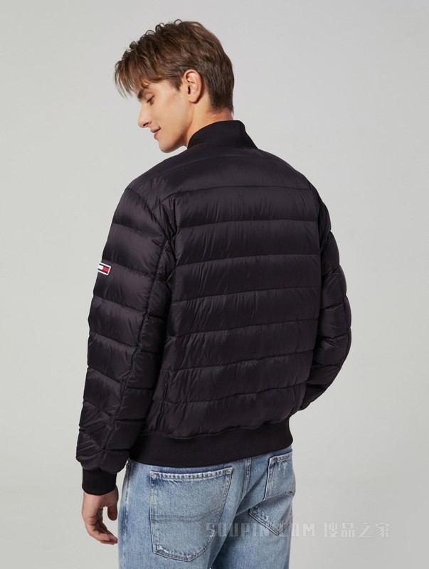 男装鸭绒绗缝轻暖棒球领合身飞行员羽绒服夹克外套78J6186