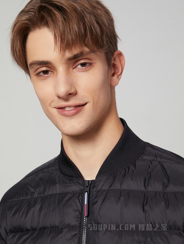 男装鸭绒绗缝轻暖棒球领合身飞行员羽绒服夹克外套78J6186