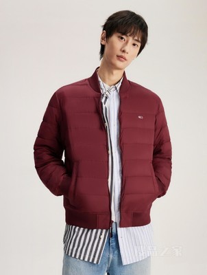 男装鸭绒绗缝轻暖棒球领合身飞行员羽绒服夹克外套78J6186