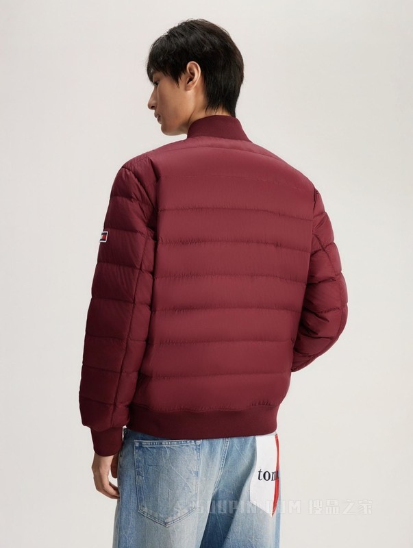 男装鸭绒绗缝轻暖棒球领合身飞行员羽绒服夹克外套78J6186