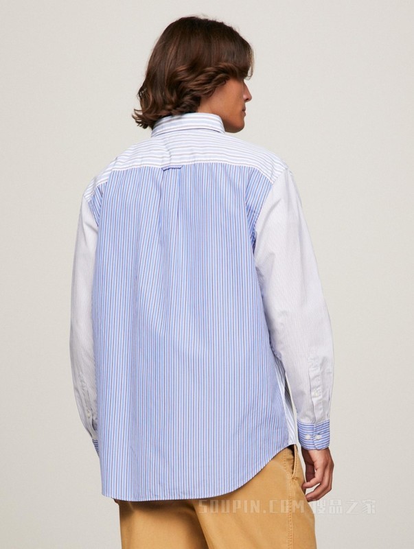 24新款早春男装纯棉府绸不规则条纹宽松衬衫外套MW0MW33794