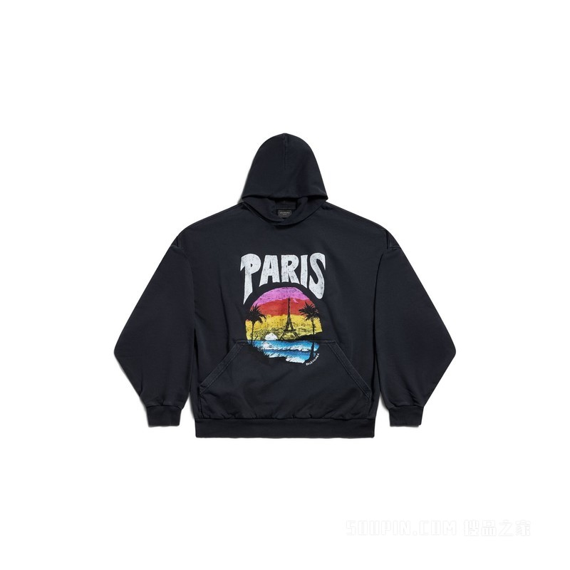 PARIS TROPICAL ROUND HOODIE大廓形连帽卫衣