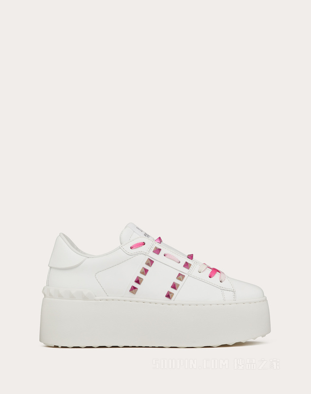 ROCKSTUD UNTITLED女士多色铆钉装饰小牛皮厚底运动鞋