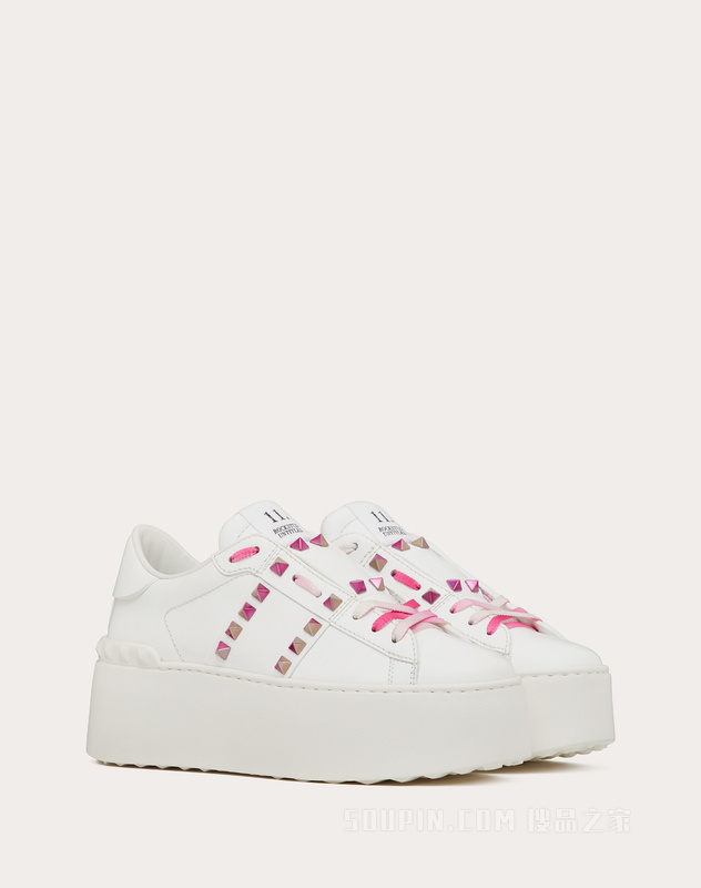 ROCKSTUD UNTITLED女士多色铆钉装饰小牛皮厚底运动鞋
