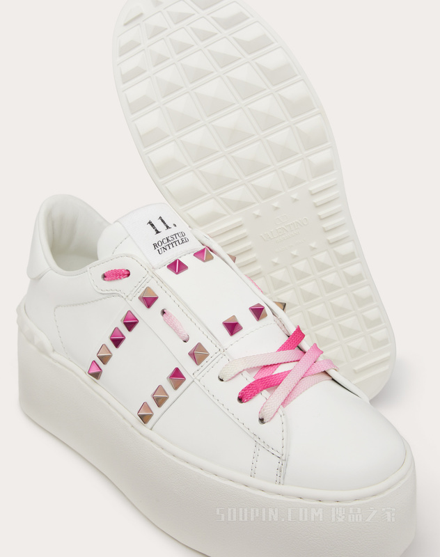 ROCKSTUD UNTITLED女士多色铆钉装饰小牛皮厚底运动鞋