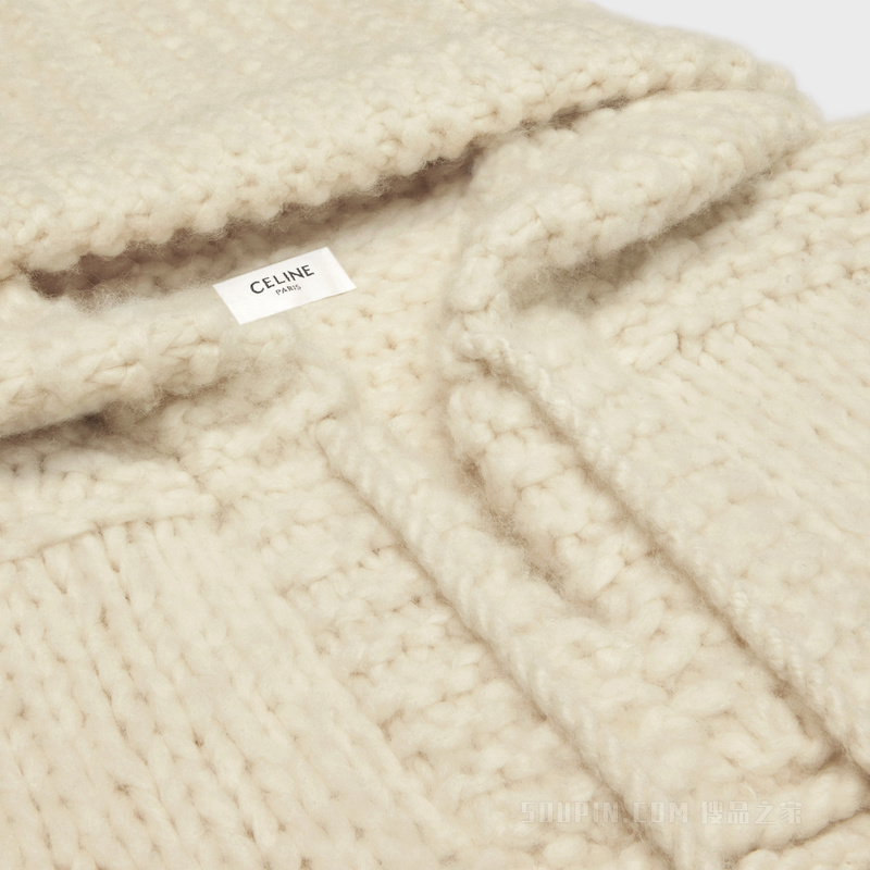 羊毛和山羊绒连帽BAJA罩衫 米白色-01OW