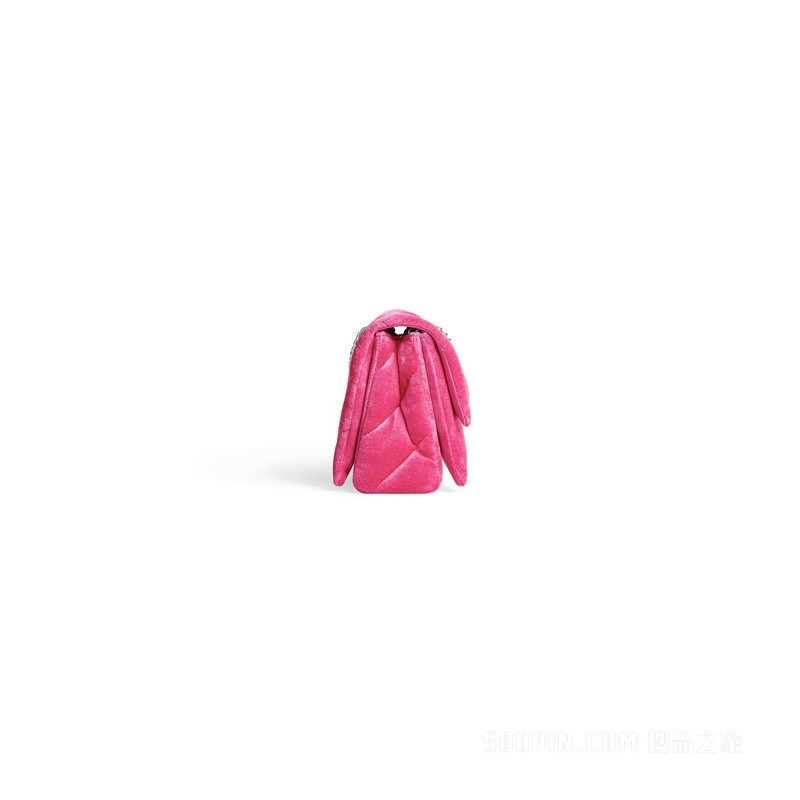 CRUSH绗缝天鹅绒平纹针织小号链带包