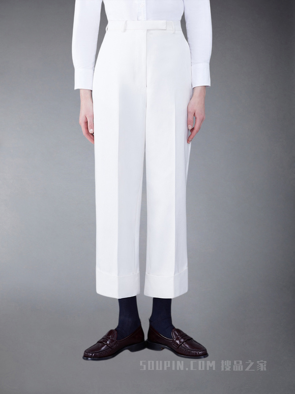 [早春新品]女士帆布高腰直筒裤