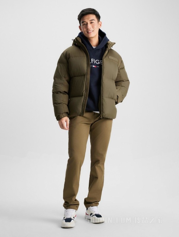 【御寒鹅绒】23秋冬男保暖加厚合身连帽面包羽绒服夹克33414