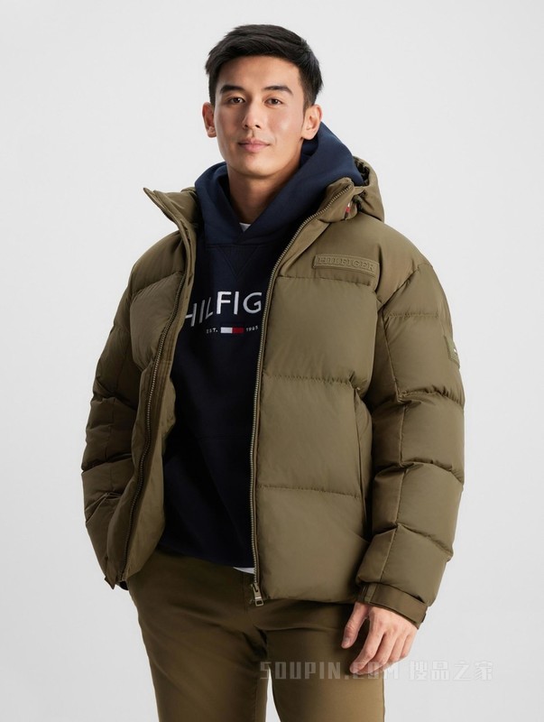 【御寒鹅绒】23秋冬男保暖加厚合身连帽面包羽绒服夹克33414
