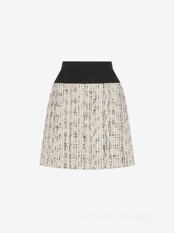 拼接粗花呢迷你裙