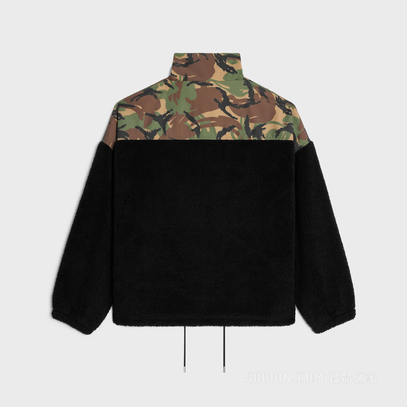 双材质夹克 黑色/迷彩色-38CF