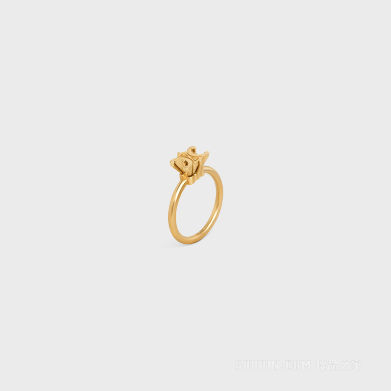 TRIOMPHE SOLITAIRE金色饰面黄铜戒指 金色-35OR