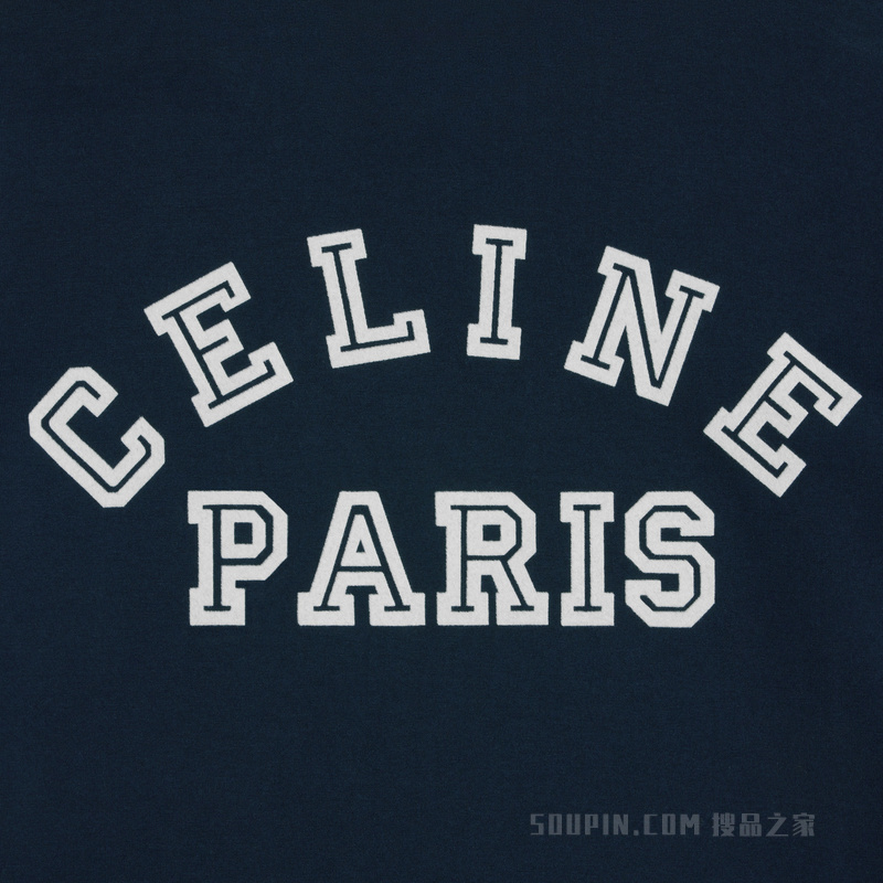 PARIS棉质平纹针织T恤 海军蓝/米白色-07OW