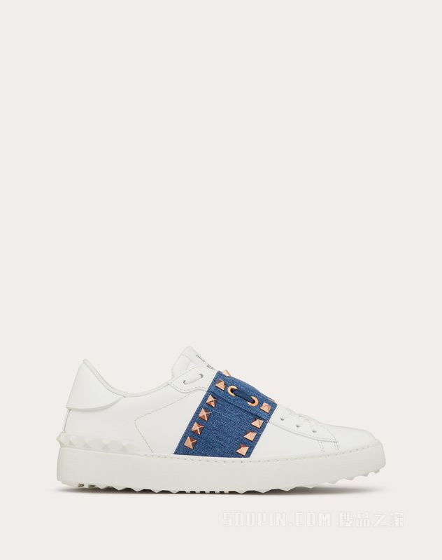 ROCKSTUD UNTITLED铆钉牛仔饰带小牛皮运动鞋