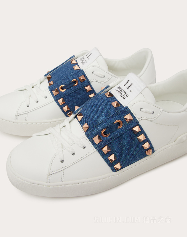ROCKSTUD UNTITLED铆钉牛仔饰带小牛皮运动鞋