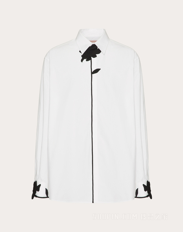 Valentino/华伦天奴】花卉刺绣长袖棉质府绸衬衫4V0AB098A11A01-搜品之家