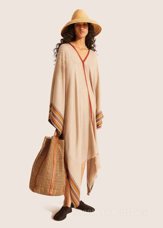The Suitcase Stripe 女士斗篷 桑蚕丝, 羊绒