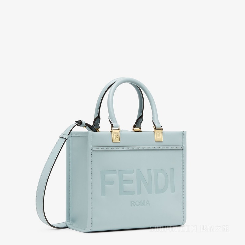 FENDI Sunshine小号手袋 浅蓝色皮革手提袋