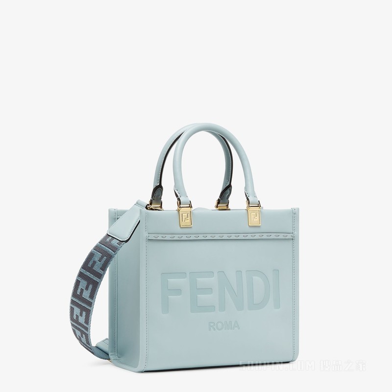 FENDI Sunshine小号手袋 浅蓝色皮革手提袋