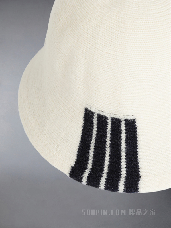 [年终折扣]四条纹丝绸羊绒针织渔夫帽