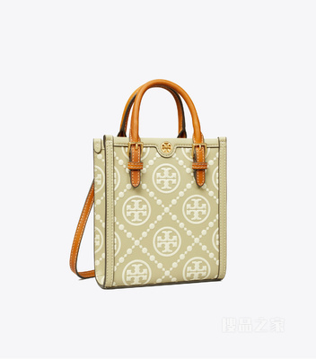 T Monogram 迷你撞色压花托特包 橄榄色