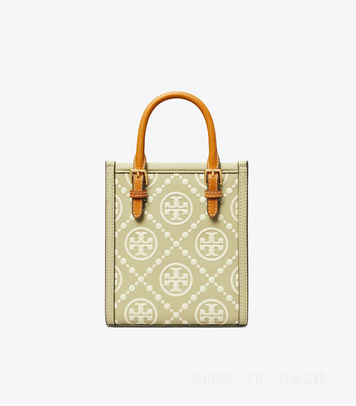 T Monogram 迷你撞色压花托特包 橄榄色