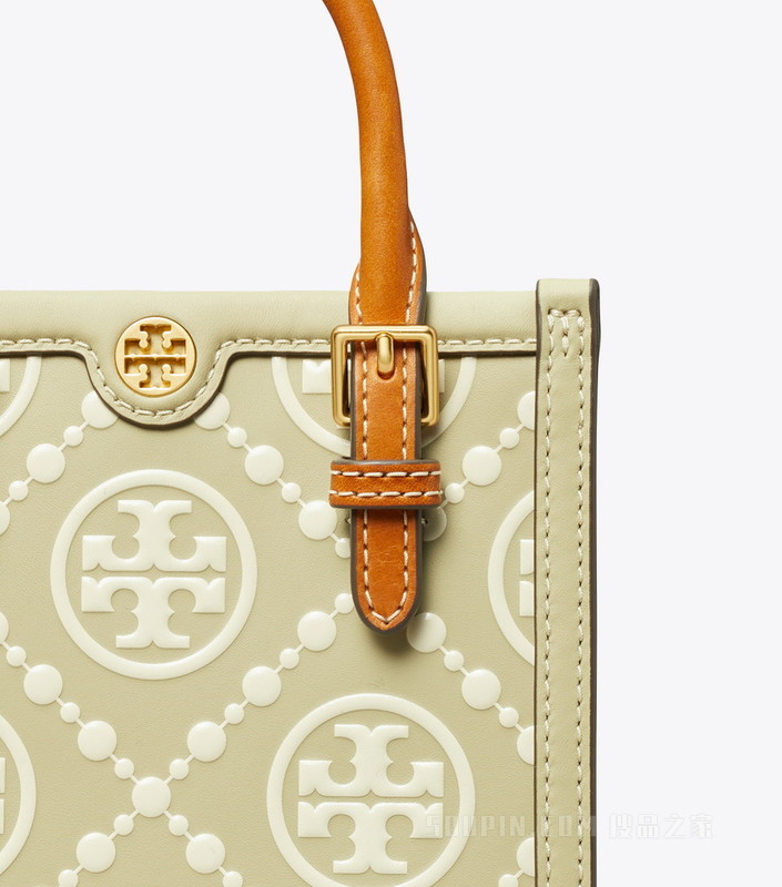 T Monogram 迷你撞色压花托特包 橄榄色