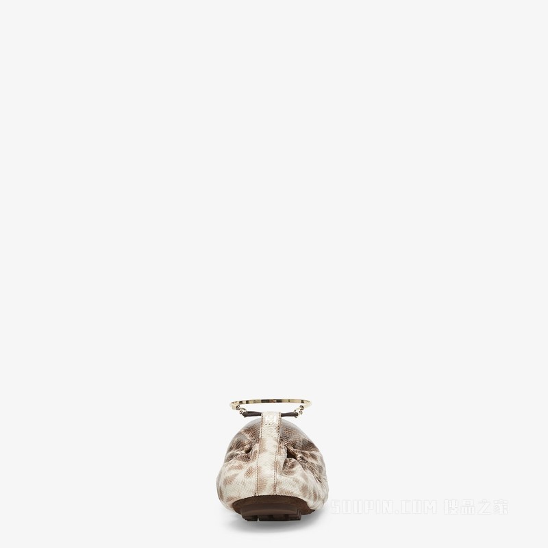 FENDI Filo 米色水蛇皮芭蕾舞平底鞋