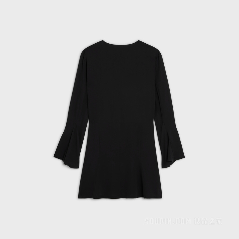 SABLÉ桑蚕丝胸饰花边迷你连衣裙 黑色-38NO