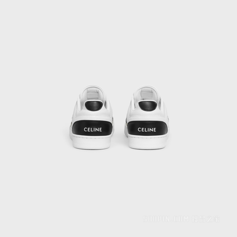 CT-10牛皮革和牛皮绒面革低帮系带运动鞋 荧光白/黑色/灰色-00BG
